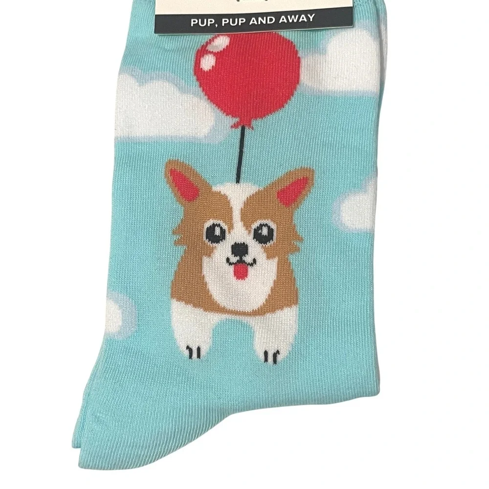 Attn Dog Lovers! SOCK it to me Wm's‎ Crew Socks PUP PUP AND AWAY Print Fits 5-10